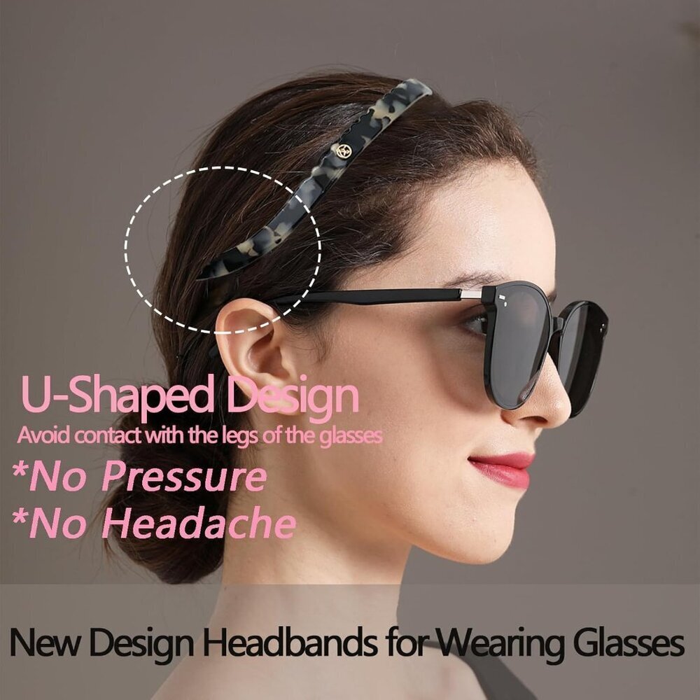Eyewear Headband Women Girls Flex No Pressure Acetate Fashion Hair Accessory - Picture 2 of 7
